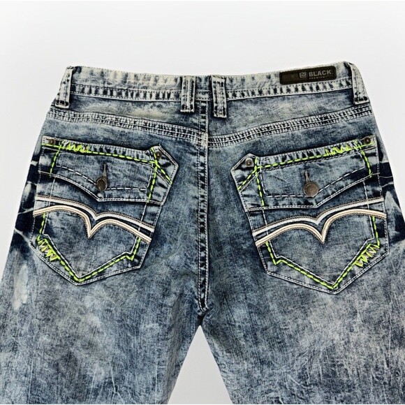 CJ Black Premium Jeans Mens 32x32 (Fit 32x30) Embroidered Relaxed Straight Y2K - Picture 3 of 9